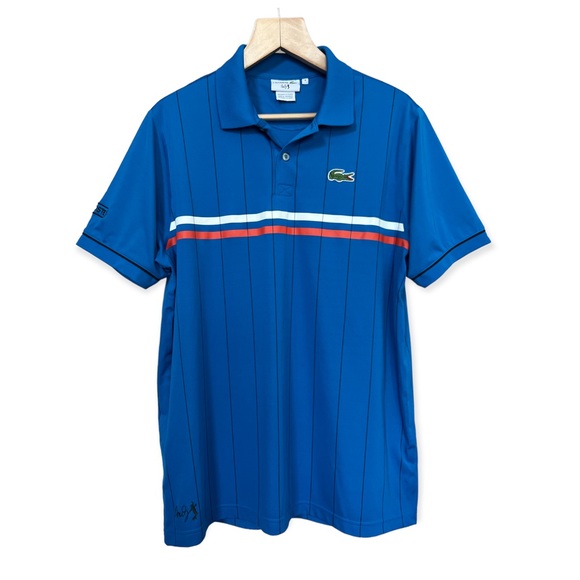 Lacoste Shirts Lacoste Andy Roddick Collection Blue Stripe Short